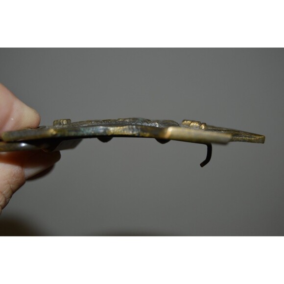 Vintage Unique 1976 Patriotic Eagle Solid Brass Tone Belt Buckle USA 70s - Picture 3 of 5